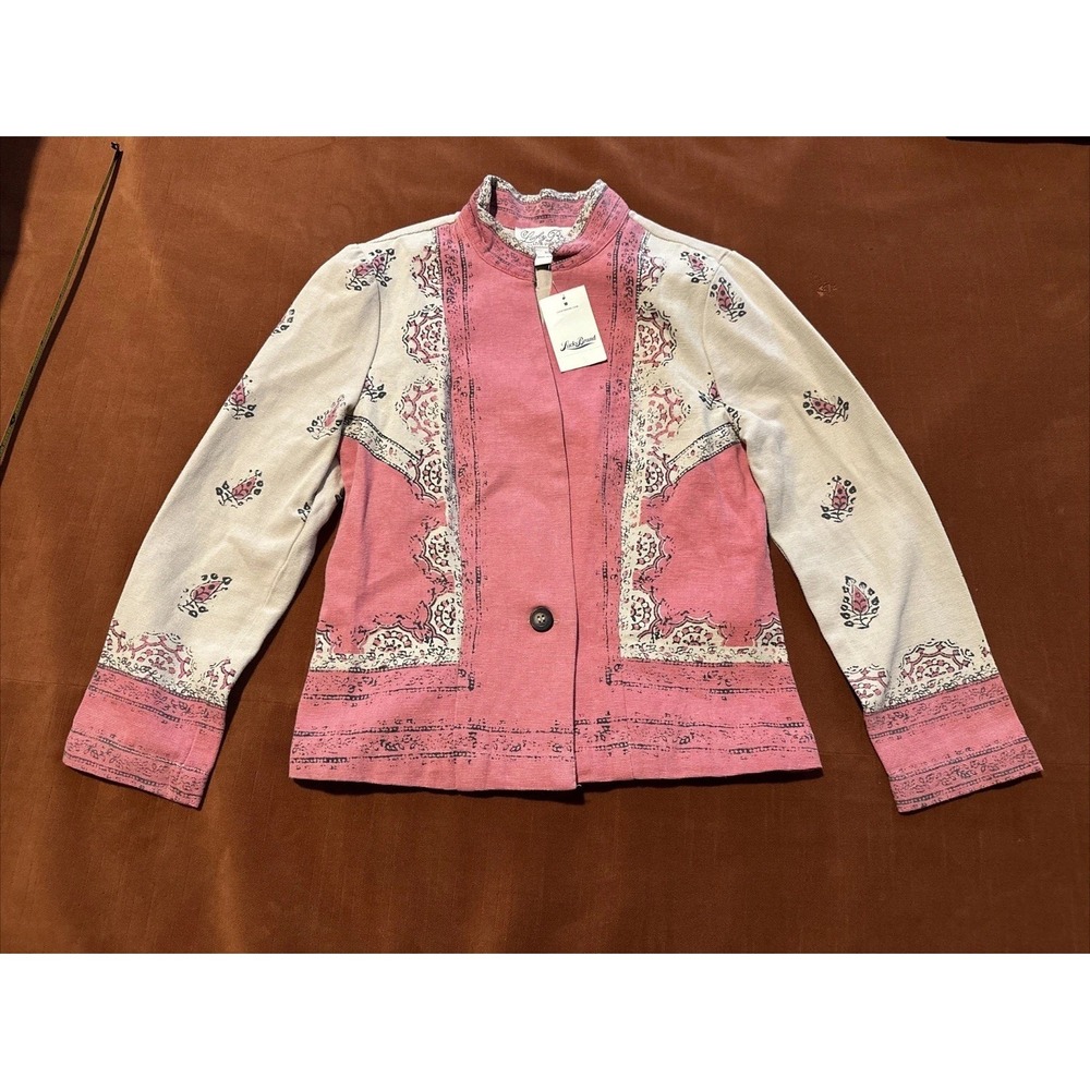 Lucky‎ Brand Multi Boho Floral Collared One Button Long Sleeve Jacket /Blazer XS